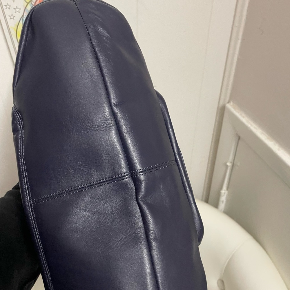 Coach Navy Leather Tote Bag - Picture 4 of 6